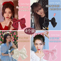 ins日韩红色大蝴蝶结发夹学生头饰发卡明星同款简约少女头绳夹子 弹簧夹A4#四件套 仙女推荐