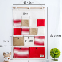 布艺挂手机收纳挂袋壁挂墙挂式宿舍墙上储物袋门后神器悬挂置物袋 13兜红色拼布74*45 送挂钩