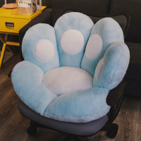 冬季坐垫靠垫一体办公室久坐神器学生宿舍靠背垫加厚座椅垫屁股垫 蓝色猫爪 大号猫爪椅垫(70*80cm)