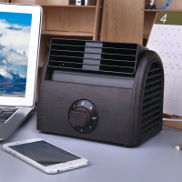 迷你风扇空调制冷桌面小风扇学生宿舍寝室办公室床上静音无叶电扇 棕木花纹