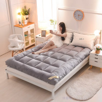 冬季羊羔绒加厚保暖床褥子1.8米床垫被1.5折叠学生宿舍单双人软垫 四季款灰色 2.0X2..2m床