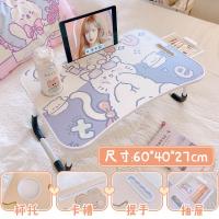 笔记本电脑桌床上可折叠学生卧室宿舍上铺学习写字书桌懒人小桌子 床上折叠桌*蓝紫猫咪抽屉款 055T