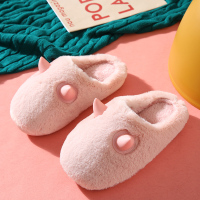 牛角情侣棉拖鞋女可爱毛绒居家室内宿舍月子拖鞋家用秋冬季棉拖男 粉色[小牛角] 35-36
