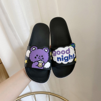 韩版拖鞋女夏室内防滑浴室洗澡居家可爱学生宿舍寝室家用凉拖鞋女 奶茶熊黑色 36-37(建议35-36的脚)