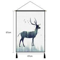 背景布ins挂布布置宿舍客厅沙发装饰背景墙挂画布艺三联挂画 挂画-丛林鹿系列A款(收藏宝贝送安装包) (收藏宝贝送安装包