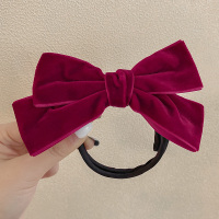 网红盘发神器女丝绒蝴蝶结发饰优雅气质发卡丸子头发圈后脑勺头饰 1#红色蝴蝶结