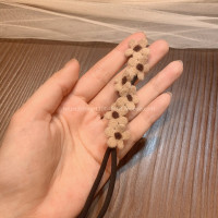 扎半小花朵丸子头神器女蓬松简约百搭懒人发夹韩式花苞盘发器头饰 卡其花朵 适度色差