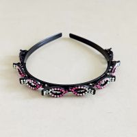 网红ins多层镂空懒人编发神器水钻头箍刘海编织发夹造型固定发卡 紫红钻