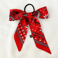 法式复古飘带~发绳女蝴蝶结头饰高弹力扎头发皮筋韩国ins发饰头绳 豹 大红色[发绳]