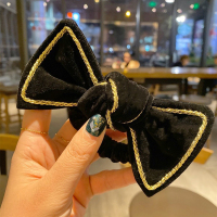 Ling`s free space订制款 金丝绒蝴蝶结网红扎头发大肠圈头饰发圈 黑色蝴蝶结(AL G1110)