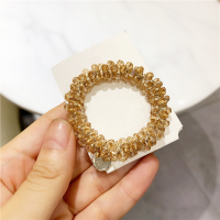 韩版网红发圈水晶头绳女简约气质手链两用珍珠发绳扎头发皮筋 香槟小水晶 编制头绳 单只