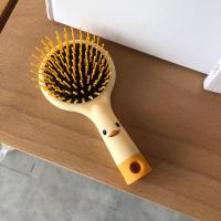 茶茶很皮丨韩国ins创意可爱小黄鸭镜梳一体式气囊气垫梳子按摩女