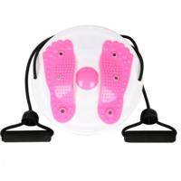 扭腰盘家用女士运动健身器材健身转转盘磁石扭腰器扭扭乐 大号粉色升级款(带拉力绳)