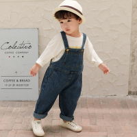 1-3童装2儿童牛仔裤子7岁小童宝宝秋装韩版背带裤5男童百搭长裤潮 蓝色 90码(收藏加购 送运费险)