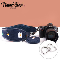 牛仔单反相机背带宽微单摄影相机肩带通用型尼康佳能Leica索 蜜蜂花朵造型款配三角环[无相机]