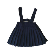 小肉圆21年春秋款韩版女童宝宝学院风百褶裙儿童可爱背带裙连衣裙 单件春秋藏青色背带裙 90cm