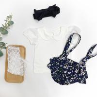 婴幼儿碎花甜美背带裤女宝宝夏季薄款雪纺大pp面包裤吊带蓬蓬裙裤 泡泡袖上衣+碎花背带裙+发带+袜 66cm