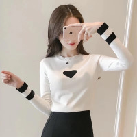 秋冬针织衫女内搭打底大衣里面的穿搭配牛仔背带裤包臂皮裙的上衣 白色 S