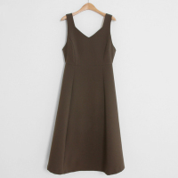 韩国ins秋季名媛风内搭泡泡袖打底衬衫+中长款收腰背带连衣裙套装 3272连衣裙 M