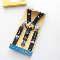 儿童背带夹婴幼儿防掉裤子男童gomi韩国高弹力可调节女宝宝吊裤带 小汽车款藏青色