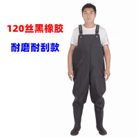 下水裤防水捕鱼裤加厚半身背带齐腰叉裤钓鱼服抓鱼连体雨衣鞋雨裤 120丝黑色橡胶半身背带裤 36运动鞋码