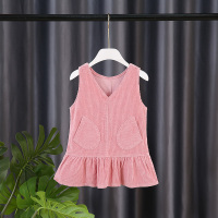 宝宝背心裙春秋装儿童灯芯绒马甲裙子1女童背带裙2婴儿公主连衣裙 粉红口袋 80cm