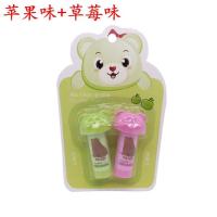 儿童润唇膏可吃保湿补水小孩宝宝嘴唇膏秋冬滋润防裂女学生款无色 绿色 (苹果味+草莓味)