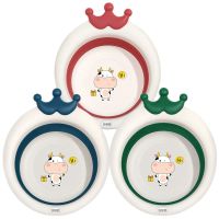 新生婴儿用品可折叠便携式洗脸盆洗屁屁脸盆家用宝宝小盆子可爱 皇冠折叠脸盆-西瓜红+藏青色+墨绿色