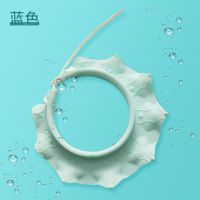 宝宝硅胶护耳洗头帽小孩洗澡防水帽可调节婴幼儿洗发帽儿童浴帽 太阳蓝硅胶(6个月-成人） +搓澡神器+洗头杯