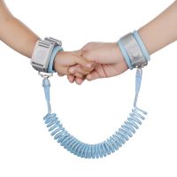 防丢儿童安全绳防走丢失带牵引绳小孩防丢防走失手环宝宝溜娃神器 (感应锁)天空蓝白芯防剪断旋转款 2.5米(适合好运动调皮