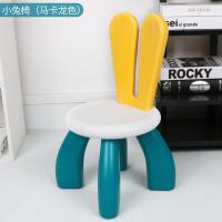 积木桌小兔子椅子幼儿园儿童写字凳家用塑料防滑小板凳靠背餐椅 新款加高萌萌兔子椅绿色(赠防滑垫)