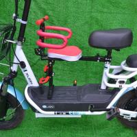 电动车儿童安全座椅前置折叠电瓶自行车踏板车小孩宝宝全围前座椅 红色折叠扶手+脚踏+半围栏