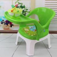 叫叫椅儿童塑料会叫会响宝宝凳子小椅子吃饭餐椅靠背椅子餐-70 绿色椅餐盘碗勺叉