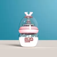 初生儿玻璃奶瓶新生婴儿喝水小奶瓶防胀气宽口径奶瓶果汁奶瓶80ml 嫣然粉 送五件套