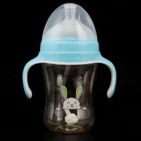 宽口径宝宝断奶神器母乳奶瓶PPSU防摔水杯吸管新生婴儿防呛防胀气 蓝色280毫升 有手柄吸管送120毫升新生儿玻璃奶瓶