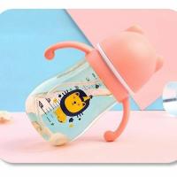 奶瓶ppsu耐摔宽口径防胀气新生婴儿带吸管硅胶奶嘴防摔宝宝水杯 经典粉色款+300ml+带手柄