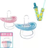 安抚奶嘴安睡型超软新生儿婴儿硅胶奶嘴宝宝假奶嘴断奶安慰奶嘴 蓝色+粉色+防掉链 [活动大促]扁型奶嘴送防尘盖