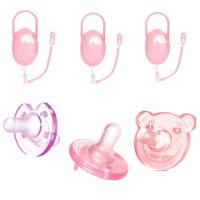【送收纳盒+防掉链】婴儿安抚奶嘴全硅胶 新生儿宝宝安睡型软圆头 安抚成长套餐【樱花粉（3套装）】