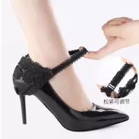 蕾丝花边束鞋带高跟鞋女脚后跟套懒人鞋带扣绑带鞋大防掉跟神器 黑色/可调节（3双）