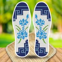 2021新款印花全棉布手工刺绣十字绣鞋垫半成品自己绣男女v2 V250740蓝色妖姬 35