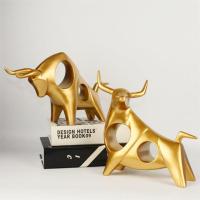 招财牛摆件简约现代欧式创意家居客厅桌面酒柜柜台办公室装饰品 金色一对