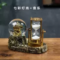 复古水晶球沙漏计时器桌面摆件工艺品音乐盒生日礼物女家居饰品 悟空古典铜-梦幻灯光音乐 贺卡礼袋安全装