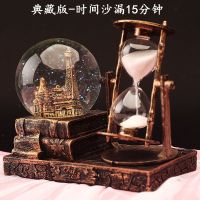 生日礼物送男生女生有意义朋友闺蜜老师创意摆件沙漏水晶球实惠 十五分钟典藏版-金色[带灯音乐款] 安全包装+精美贺卡+精美