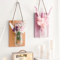 墙上装饰品小挂件创意植物客厅电视墙面壁挂房间卧室布置餐厅花盆 HOME板+干花[套餐二]