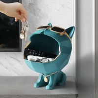 创意招财猫摆件玄关钥匙收纳客厅家居装饰品治愈系可爱北欧风摆设 绿色大嘴猫收纳