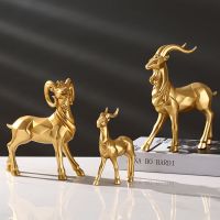 创意摆件家居饰品现代简约客厅酒柜电视柜装饰品玄关样板房艺术品 三羊开泰.金色