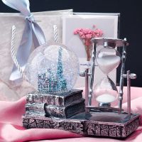 水晶球沙漏复古摆件走心送男女朋友闺蜜老师生日礼物送女生有意义 安全包装+精美礼袋+精美贺卡 书本水晶球-复古银色[带灯音