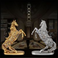 酒柜装饰品摆件工艺品办公室客厅现代卧室室内创意骏马摆设礼物男 立马发财(金)+立马发财(银)