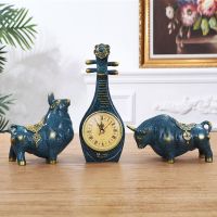 家居装饰品摆件客厅玄关电视柜酒柜招财创意现代简约办公室摆设 对牛弹琴组合[宝蓝]
