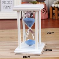 礼品15/30/60分钟四柱沙漏计时器创意家居装饰品客厅酒柜小摆件 四柱45分钟白框蓝